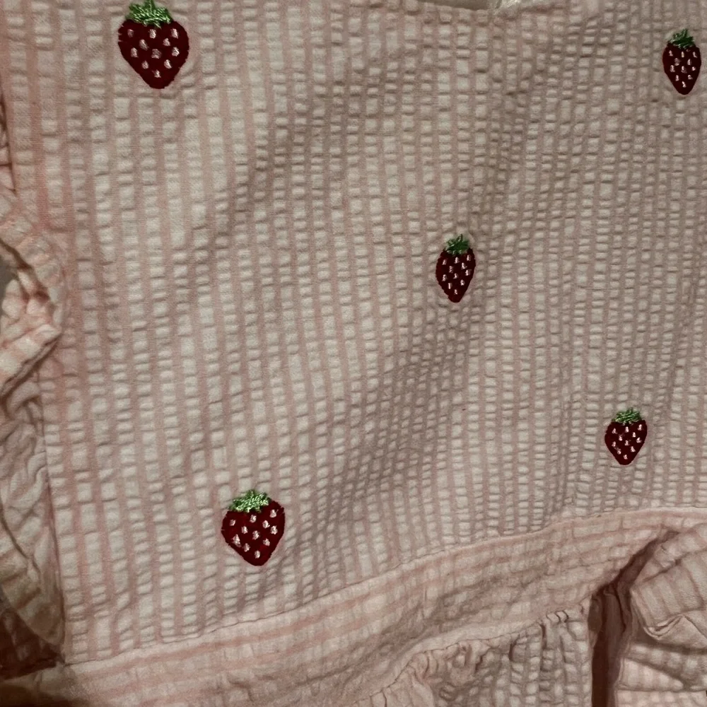 Starting Out | Pink Seersucker Bubble with Strawberries